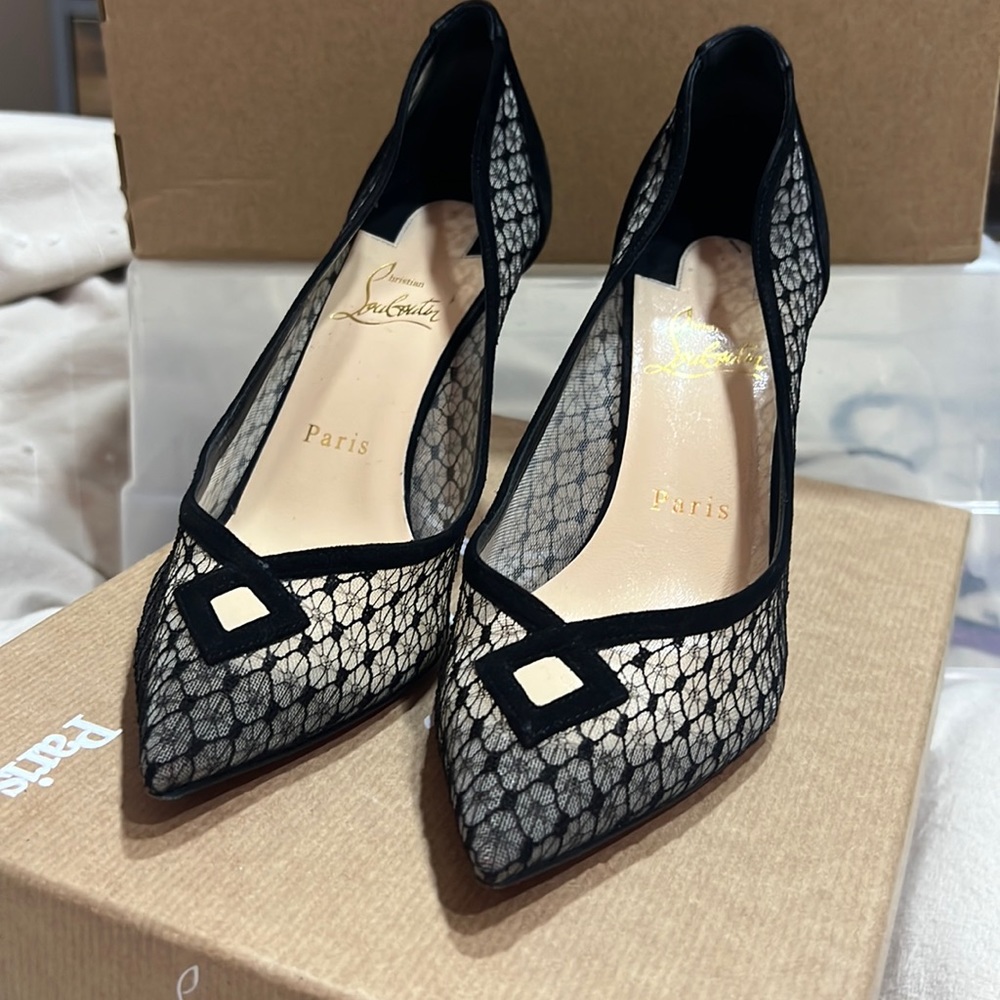 Christian Louboutin Neoalto 85 Dentelle Resille/Veau Velours original